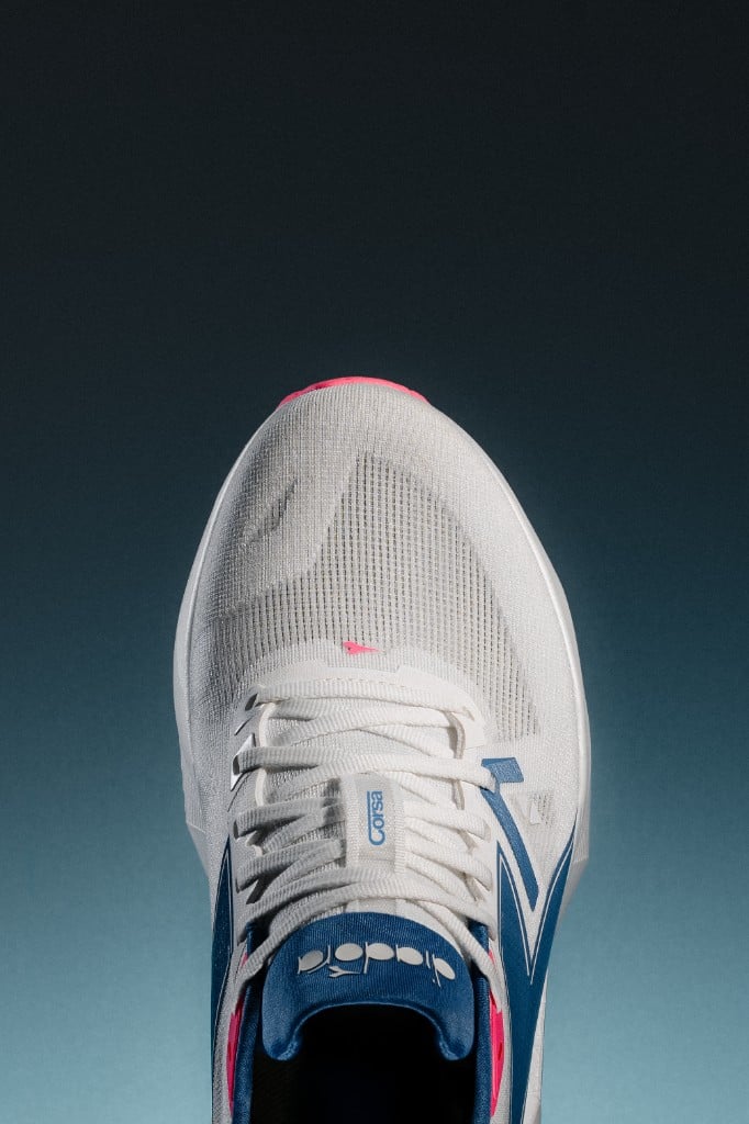Diadora Corsa road running shoe, top-down product photo for Own the Track Vancouver